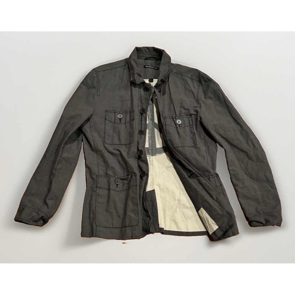 John Varvatos Linen Blend Military Utility Jacket Small Blazer Chore Coat